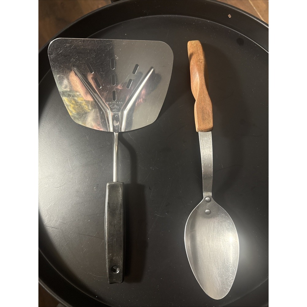 Vintage Foley & Cutco #12 Kitchen Utensil Set Silver Wide Spatula Spoon USA Made